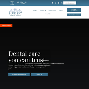 Blue Sky Dental Group website screenshot