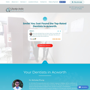 Cherokee Smiles Dental website screenshot