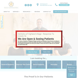 Dentistry of Highland Village website screenshot