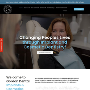 Gordon Dental of Leawood website screenshot