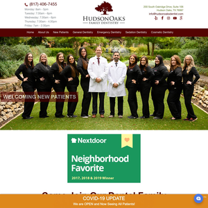Hudson Oaks Family Dentistry website screenshot