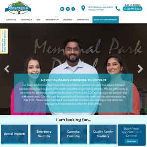 Memorial Park Dental Spa website