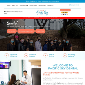 Pacific Sky Dental website screenshot
