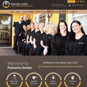 Palmetto Smiles of Charleston website screenshot