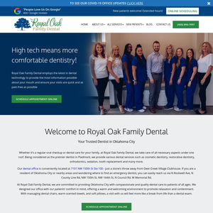 Royal Oak Family Dental website screenshot