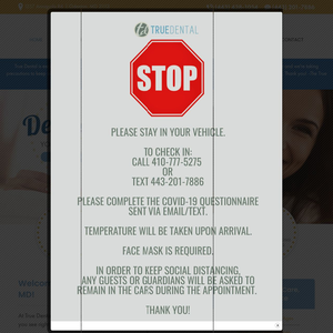 True Dental website screenshot