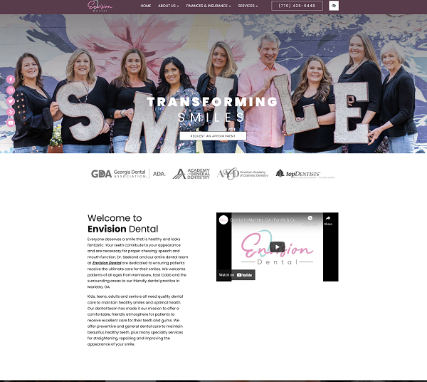 Envision Dental website screenshot
