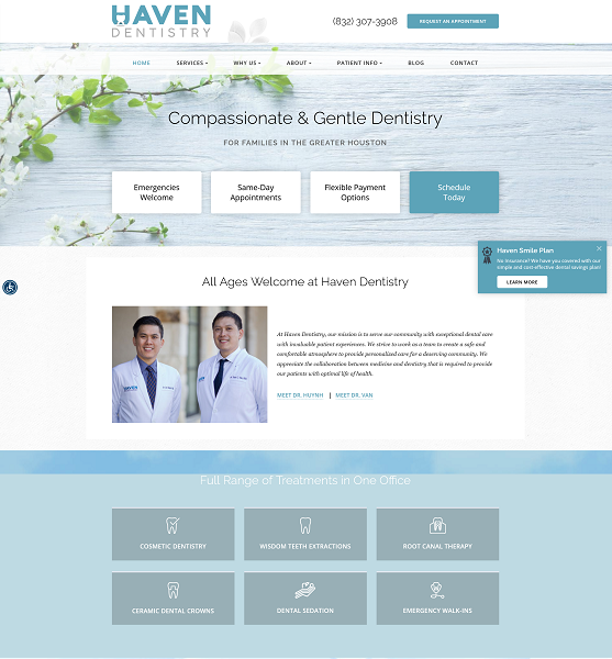 Haven Dentistry website screenshot