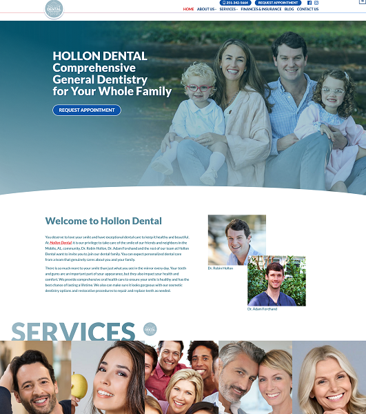 Hollon Dental website screenshot