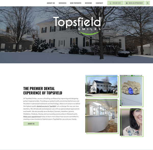 Topsfield Smiles website screenshot