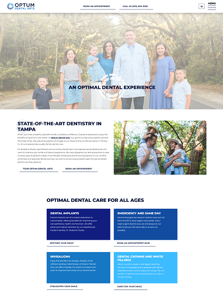 Optum Dental Arts website screenshot