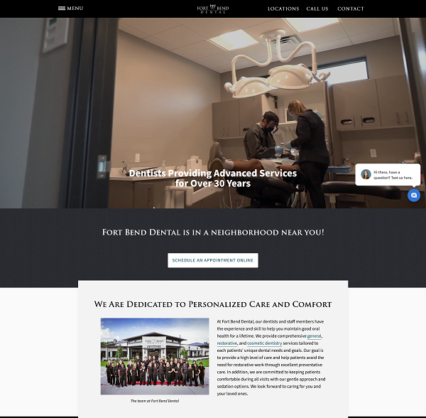 Fort Bend Dental website screenshot