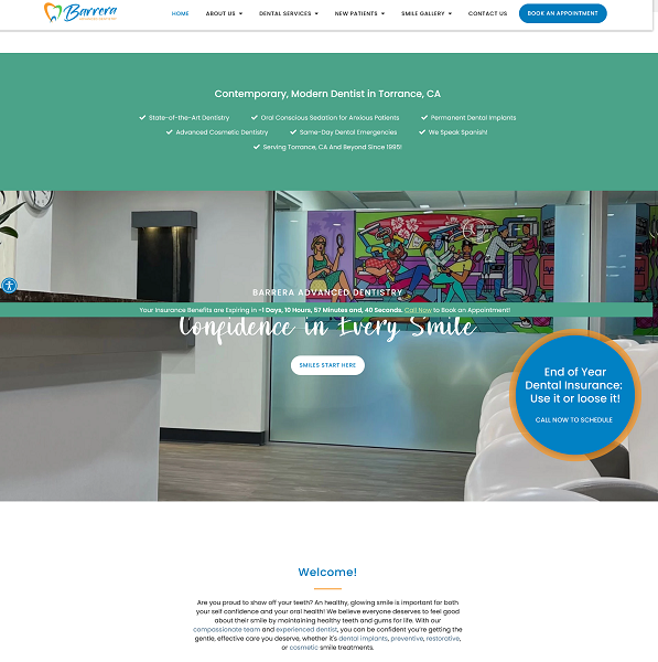 Barrera Advanced Dentistry website screenshot