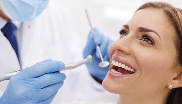 A woman during a dental checkup