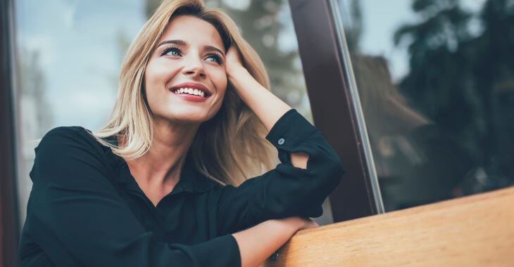 cheerful woman with perfect smile